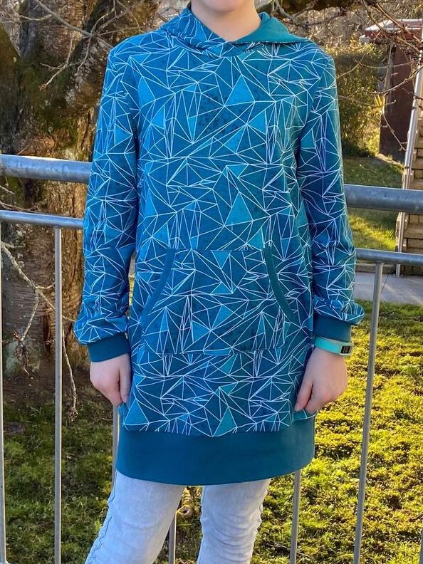 Sweatkleid Klara – Wickelkragen oder Kapuze Gr. 86-158 A4+A0 image number 2