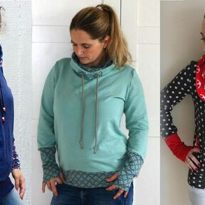 Kragenhoodie f&uuml;r Damen Gr.34-48