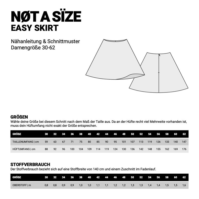 EASY SKIRT Nähanleitung und Schnittmuster Damengr. 30-62 image number 5