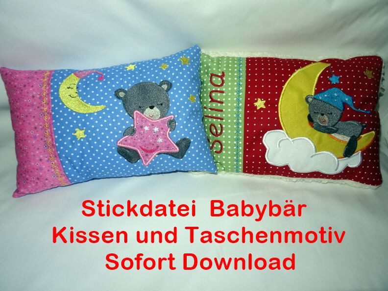 Stickdatei Baby Bär Kissen und Taschenbild image number 1