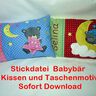 Stickdatei Baby Bär Kissen und Taschenbild thumbnail number 1