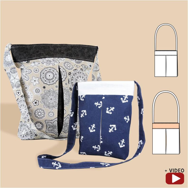 Tasche „Lizzy“ – mit farbiger Blende & Kellerfalte, 2 Größen image number 1