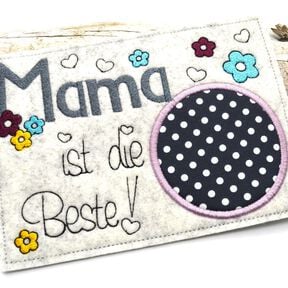 Stickdatei Mama Mug Rug Tassenteppich