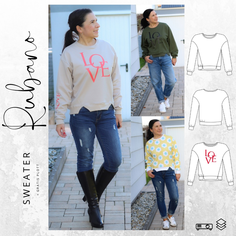 Sweater RUBANO Gr. 32-56 + gratis Plottdatei Schnittmuster image number 1