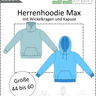 Herrenhoodie Max – Wickelkapuze/Kragen, Gr. 44-60, A4+A0 thumbnail number 8