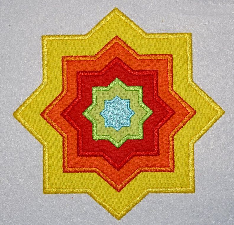 Stickdatei  Stern mit 8 Ecken gef&uuml;llt und Stoffapplis image number 2