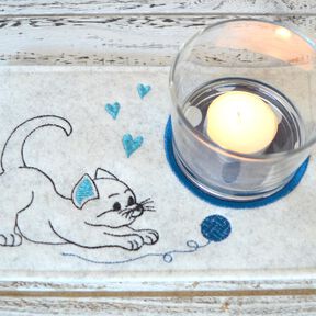 ITH Stickdatei Untersetzer Katze