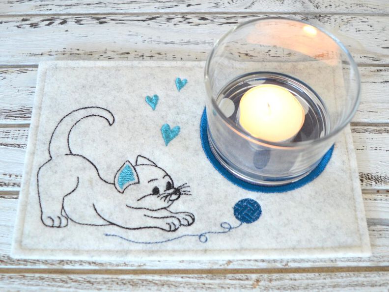 ITH Stickdatei Untersetzer Katze image number 2
