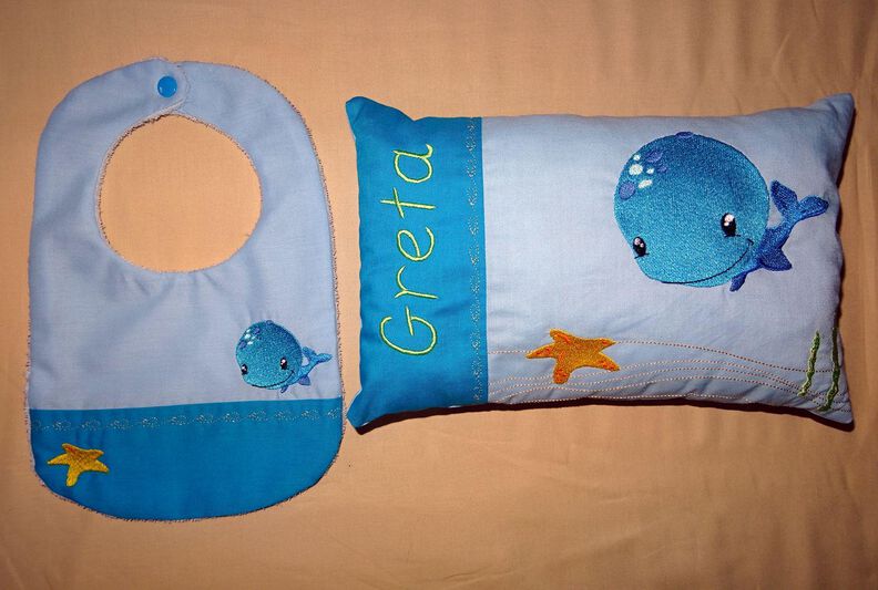 Stickdatei - Wal Kissen und L&auml;tzchen SET ITH image number 3