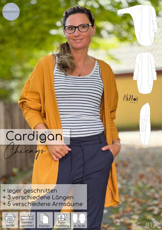 Cardigan Damen - eBook Schnittmuster - 32-58 - Chicago #122 image number 9