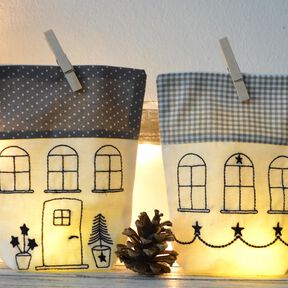 Lichterbeutel 15x22cm Stickdatei Haus Häuser SET ITH 