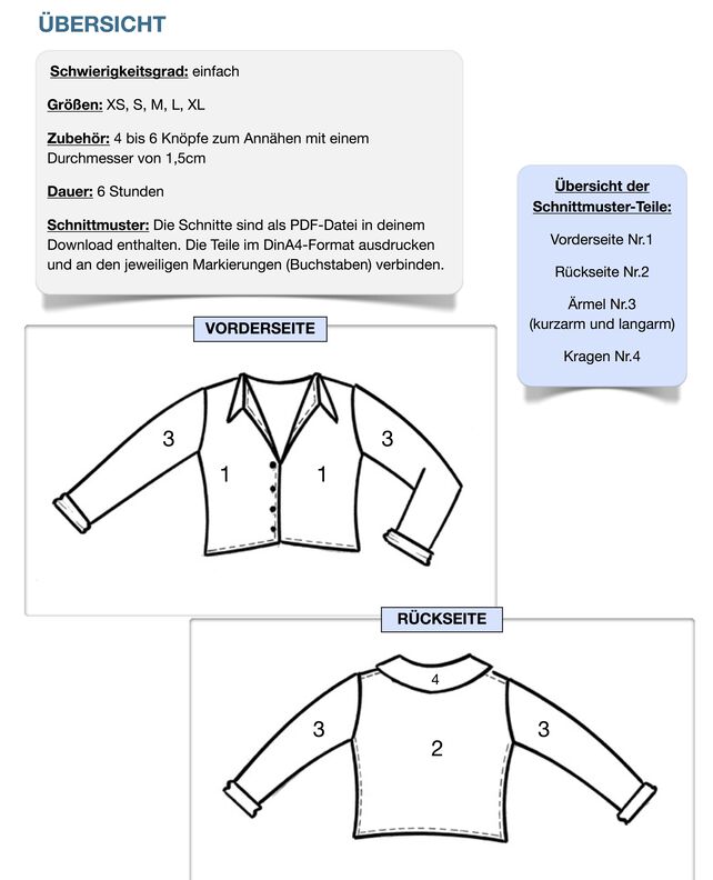 Bluse #Wilma Nähanleitung und Schnittmuster (XS-XL) image number 9