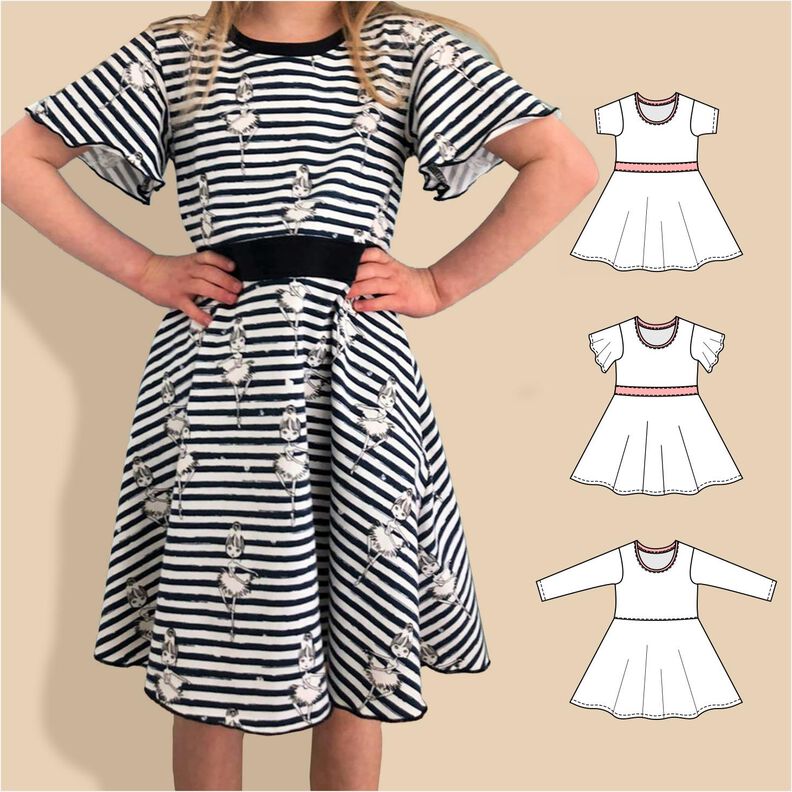 Bella Jerseykleid Kinder mit Glockenrock Gr. 86-158, A4+A0 image number 1
