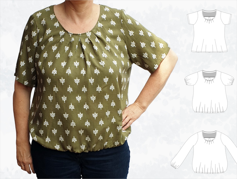 Betty - Bluse mit Falten und weiten Ärmeln BU 80-116, A4+A0 image number 10