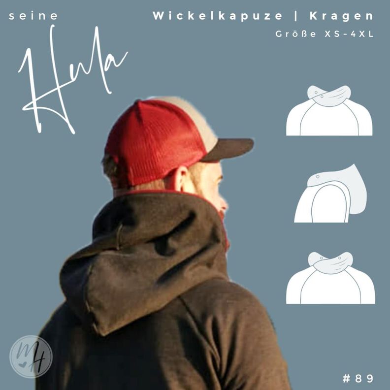Wickelkapuze Herren Schnittmuster Gr. XS-4XL -seine HULA #89 image number 4