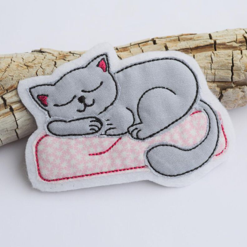 Stickdatei Katze doodle schlafende Katze 5 Größen image number 1