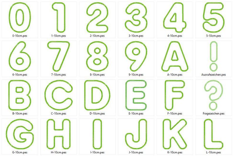 10cm Buchstaben und Zahlen Stickdatei Alphabet Zahl image number 3