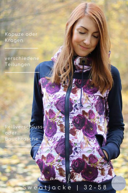 Sweatjacke Damen Schnittmuster Gr. 32-58 - Paco #125 image number 2