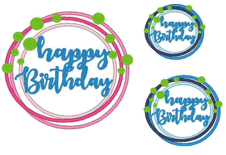Stickdatei - Happy Birthday Kreis Button in 16 Gr. image number 5