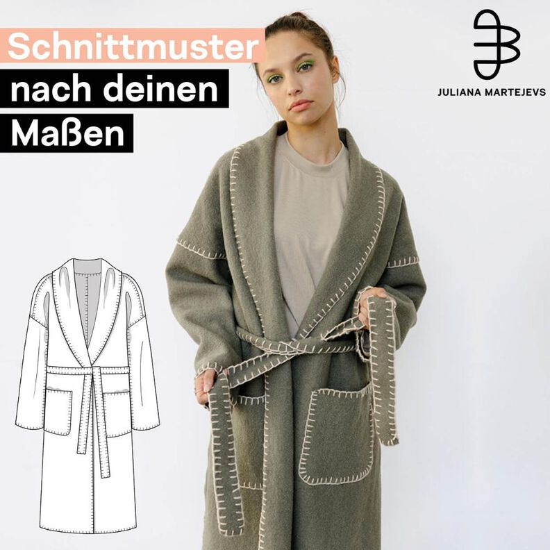 Schnittmuster nach Maß: Mantel OHNE NÄHMASCHINE nähen Damen image number 1