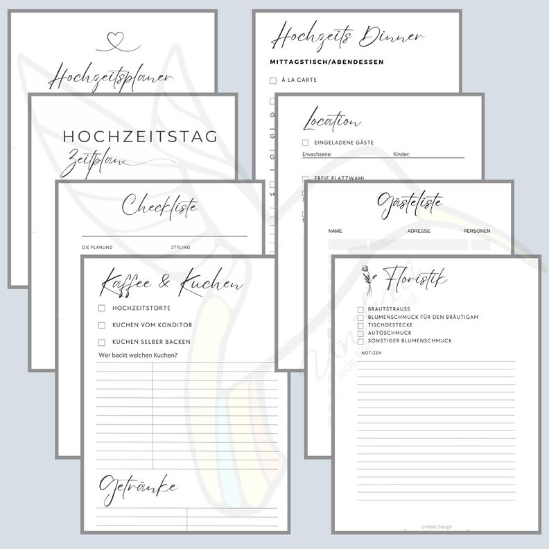Hochzeitsplaner zum Ausdrucken für Größe A5 image number 2