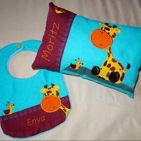 Stickdatei Giraffe + Schnecke Kissen / L&auml;tzchen SET ITH