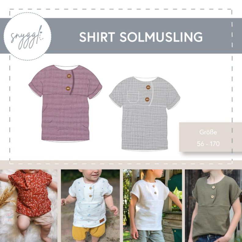 Musselin Shirt Solmusling Gr. 56-170, Leinen, Kombi, A0 image number 1