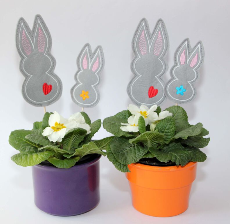  Stickdatei ITH Blumenstecker Hasen image number 3