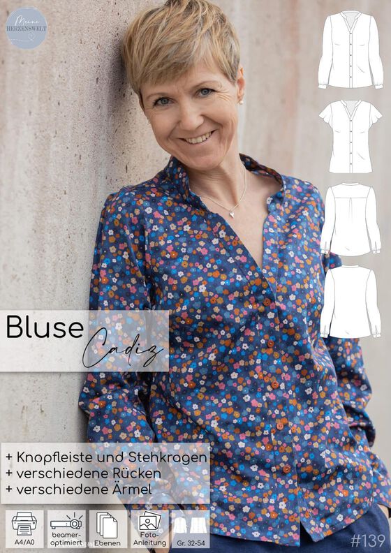 Bluse Damen &ndash; eBook Schnittmuster Gr. 32-54 Cadiz #139 image number 4