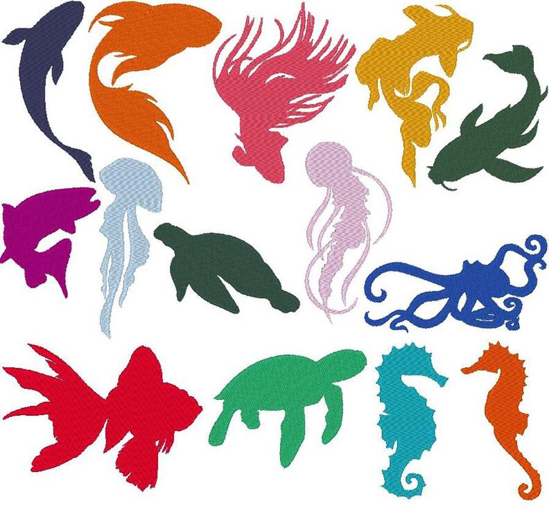 Meerestiere Silhouette Stickdatei Fisch Schildkr&ouml;te  image number 8