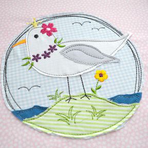 Stickdatei Möwe Blumen doodle 6 Größen