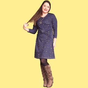 Jersey Kleid mit Knoten-Gürtel A-Linie SIMPUL ♥ Gr. XS-XXL