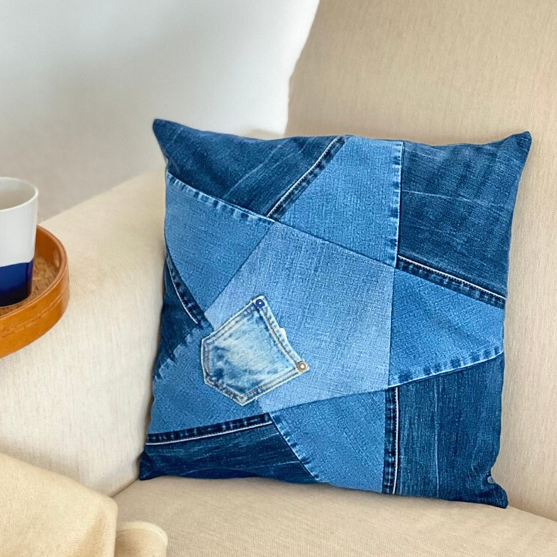 Sternen-Kissen nähen mit Hotelverschluß, Jeans Upcycling  image number 6