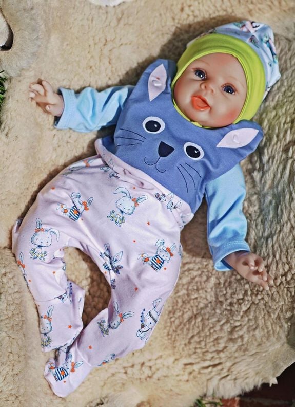 Strampler Hase nähen Babystrampler mit Fuß Füßchen image number 2