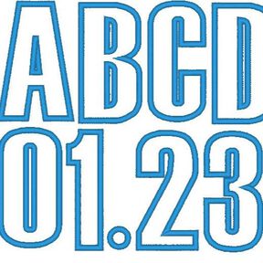 8cm Buchstaben schmal + Zahlen Stickdatei Alphabet Zahl