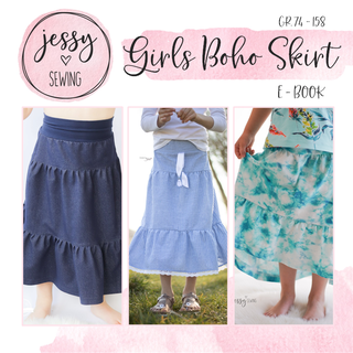 *Girls Boho Skirt* Stufenrock mit Passe Gr. 74-158, Rock