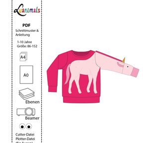 Pullover Kind E-Book Luanimals Einhorn Elon (86-152cm)