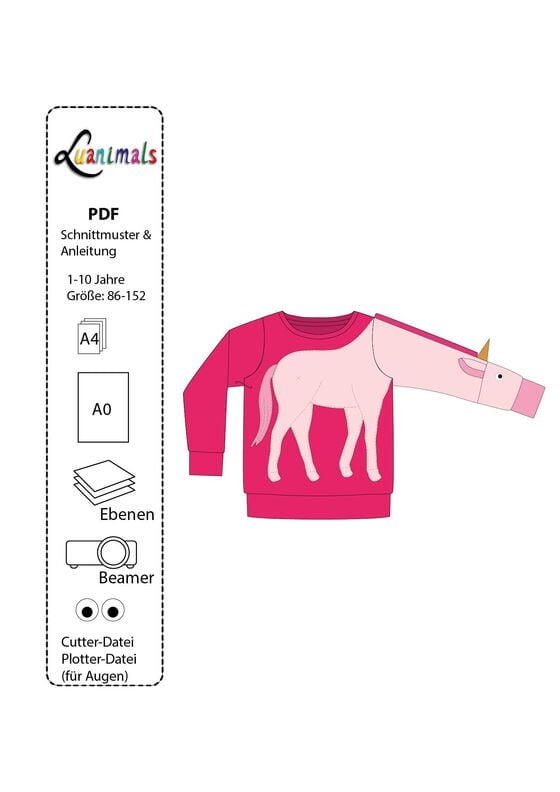Pullover Kind E-Book Luanimals Einhorn Elon (86-152cm) image number 3