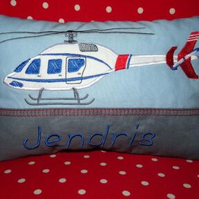 Hubschrauber Kissen ITH Stickdatei