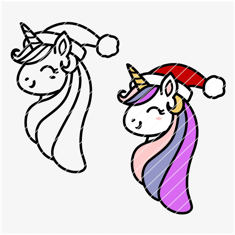 Plotterdatei Einhorn Weihanchten - 2 Varianten SVG PNG DXF image number 5
