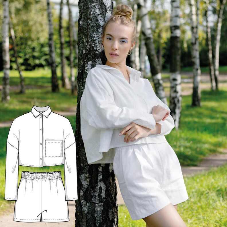 Leinen Bluse & Shorts Schnittmuster Gr. XS-XXXL Set image number 1