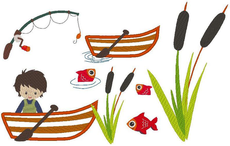 Stickdatei - Angler Boot Fische Angel image number 4