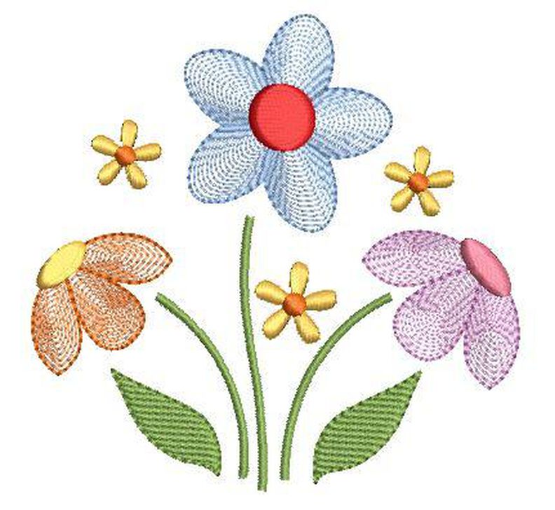 Stickdatei Blumenwiese Relief-und 3D Satinstiche 10x10cm image number 1