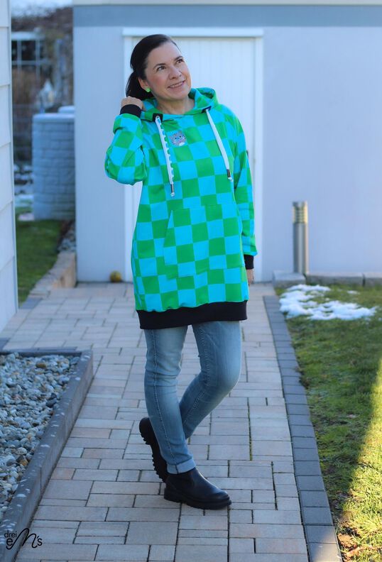 Longhoodie LARINO Gr. 32-56 gratis Plottdatei Schnittmuster image number 4