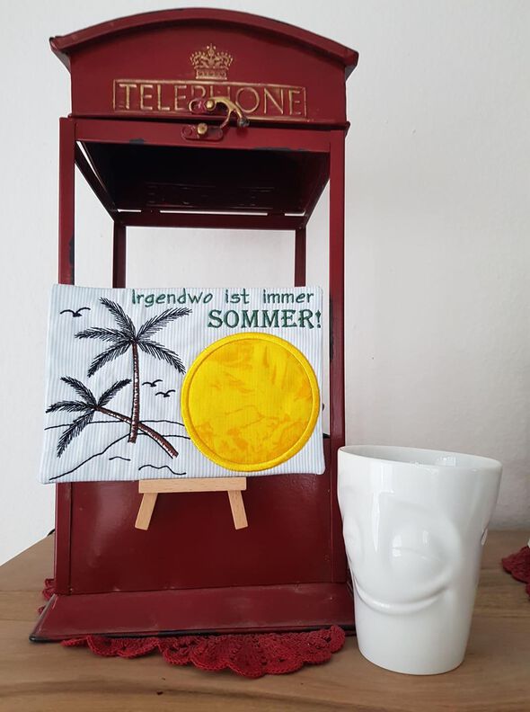 Stickdatei Meer Palmen Strand Untersetzer image number 3