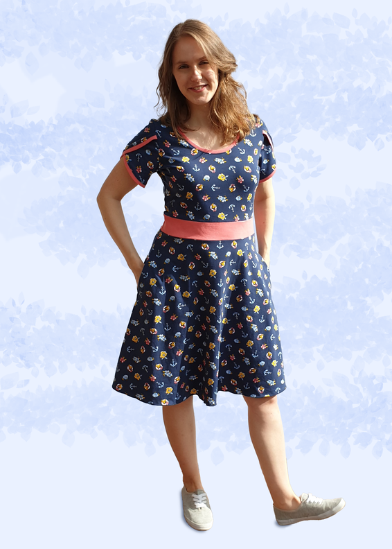 „Isa“ – Jerseykleid mit glockigem Rock, BU 80-116, A4+A0 image number 2