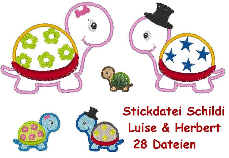 Schildkröte Stickdatei Schildi  Luise und Herbert image number 1