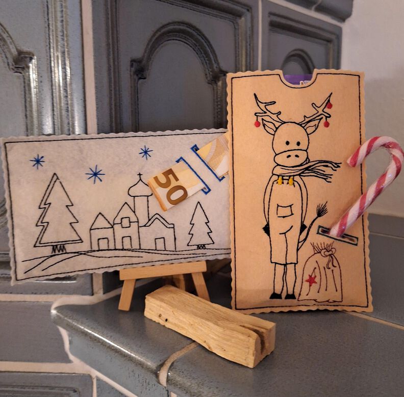 Stickdatei Schokohülle Weihnachten Geld SET Figuren image number 6