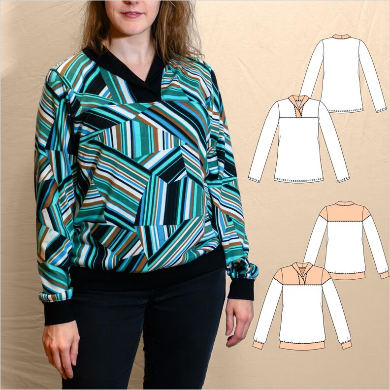 Kikyo schicker Pullover mit Wickelkragen BU 80-116, A4+A0 image number 1
