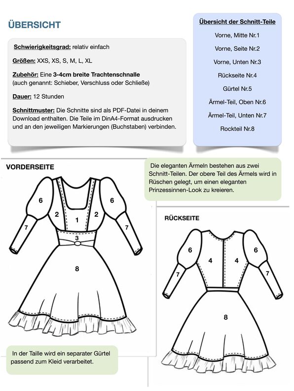 Kleid #Isabella Nähanleitung und Schnittmuster (XXS-XL) image number 8